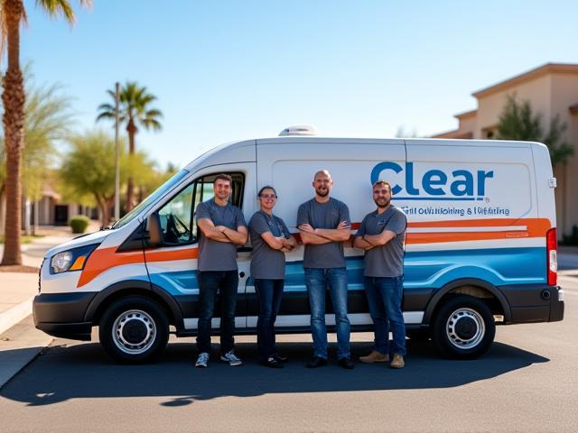 Clear Air Conditioning & Heating team outside company van