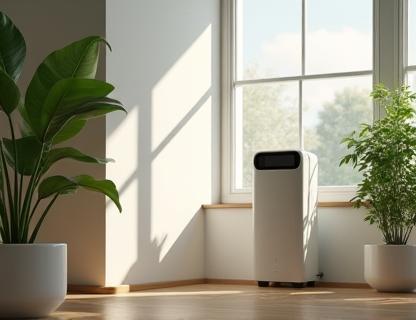 High-efficiency air purifier installed in a modern home