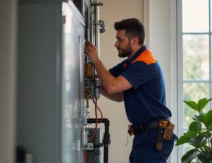Technician installing HVAC system in Phoenix home